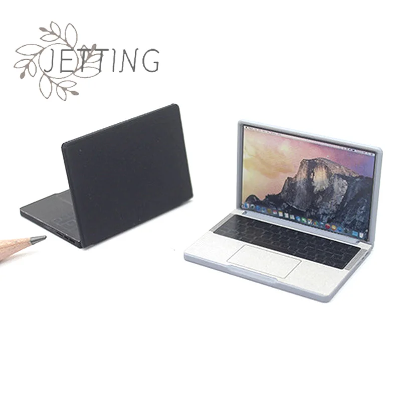 Mini ordenador portátil de simulación 1:12, casa de muñecas en miniatura, artesanías de aleación, decoración para casa de muñecas, accesorio DIY