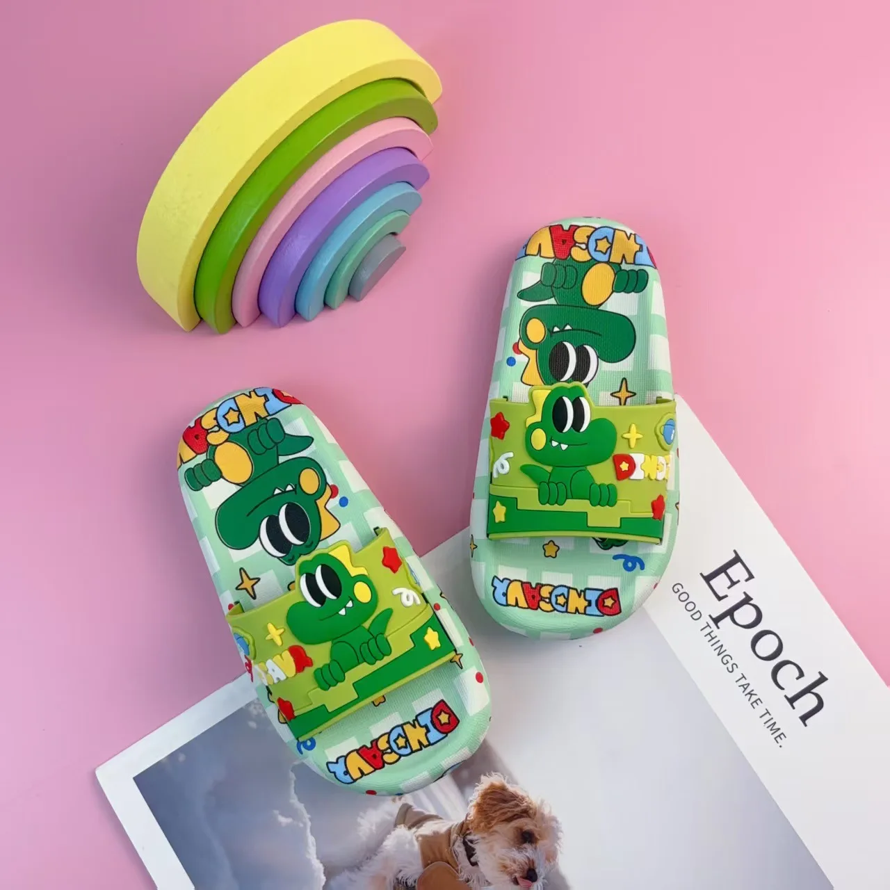 

Children Summer Slippers Boy Girl Beach Shoes Kids Students Bathroom Cartoon Sandals Outdoor Home Use Dinosaur Non-slip Slipper