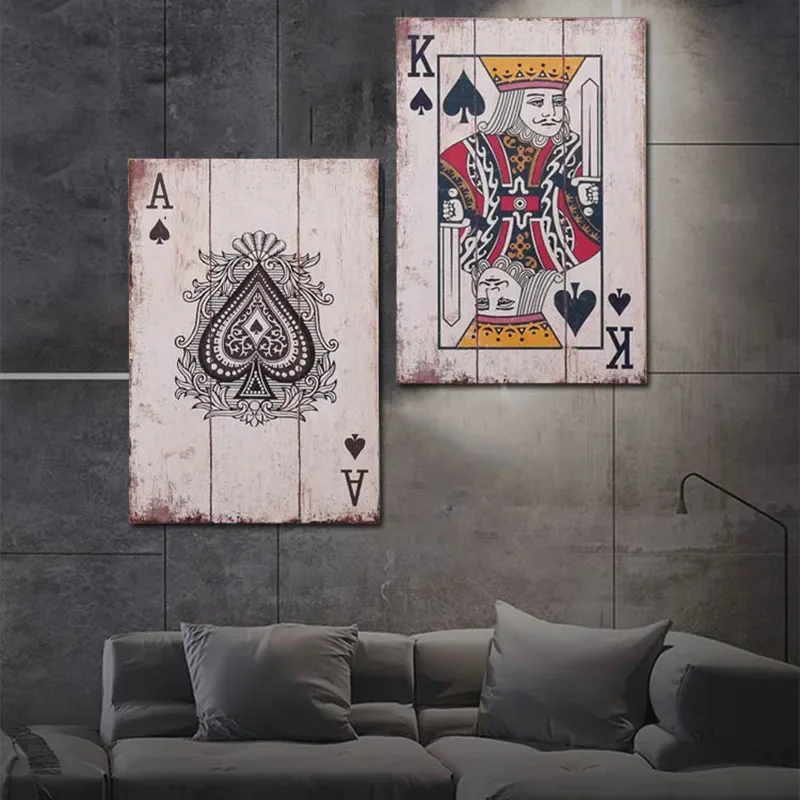 Nordic Home Decoration Pictures Wooden Poker Vintage Decorative Paintings Room Decor Wall Posters Halloween Decoration Poster