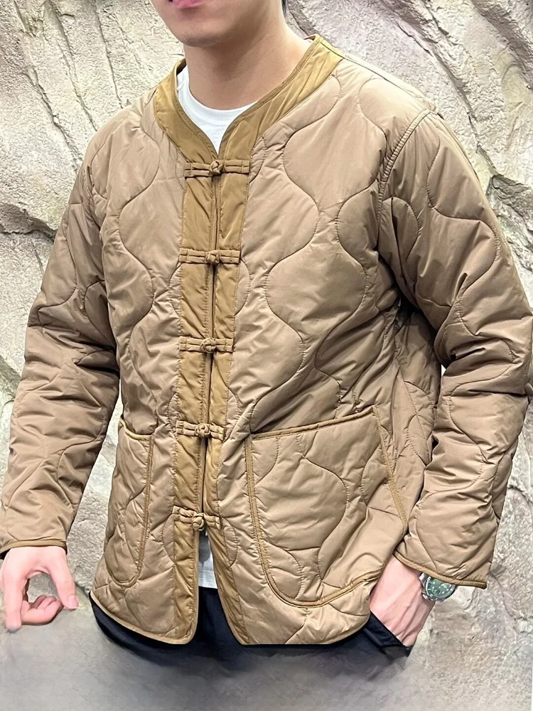 

Warmth Sle Youth Cotton Jaet Button Design Collarl Quilted Inter Outerwear for Couples Autumn Winter Casual Wear