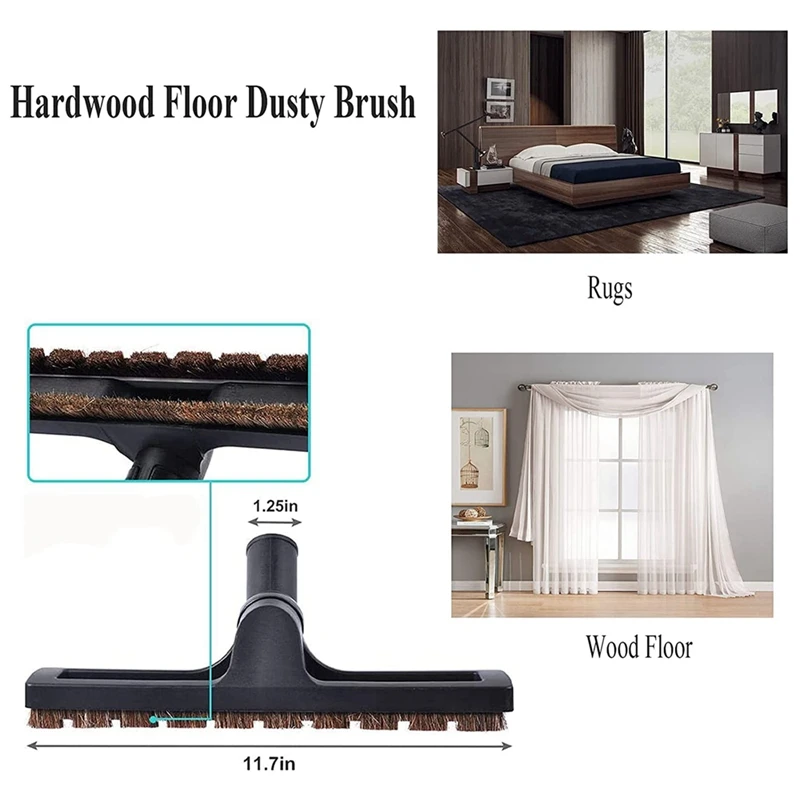 Acessórios de vácuo acessórios kit de limpeza escova de piso de madeira para 32mm (1 1/4 Polegada) mangueira padrão 7 pacote