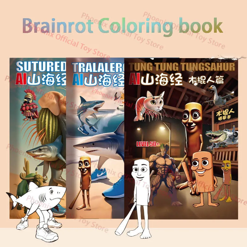 

NEW Italian Brainrot Coloring Book Tung Tung Sahur Tralalero Tralala Painting Books Educational Toy For Children's Birthday Gift