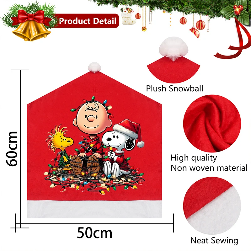 Nieuwe Snoopys Kerst Stoelhoes Non-woven Seat Cover Feestartikelen Thuis Tafeldecoratie Eetkamerstoel Cover Anime Kerstcadeau