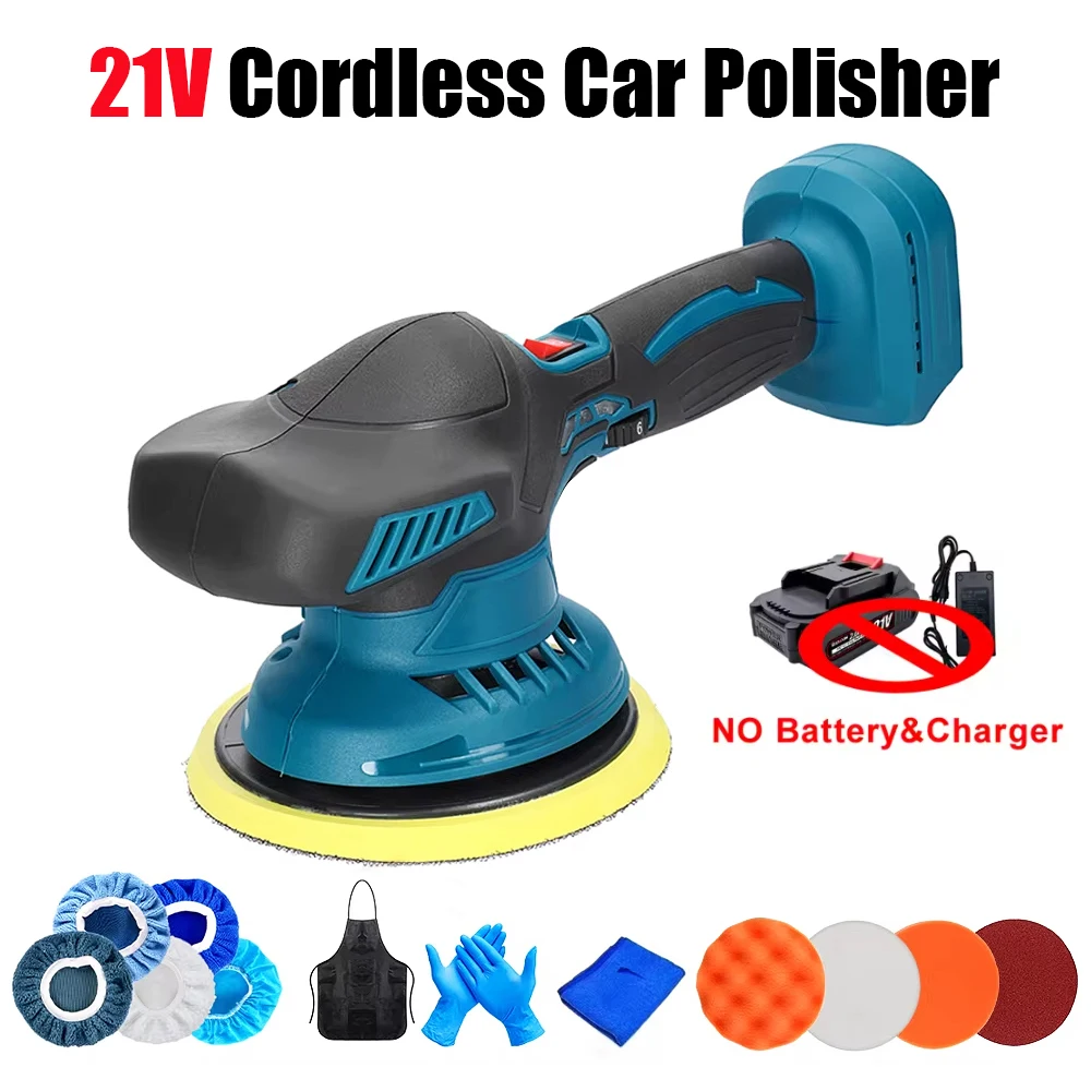 

RDDSPON 21V Cordless Car Polisher 6 Gears Electric Polishing Auto Waxing Sanding Sealing Glaze Power Tool For Makita 18V Battery