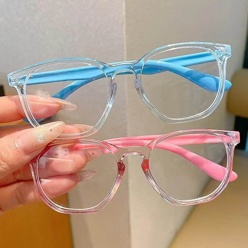 Anti Blue Light Kids Glasses Square Children Boy Girls Computer Transparent Blocking Reflective Eyeglasses Online Study Eyewear
