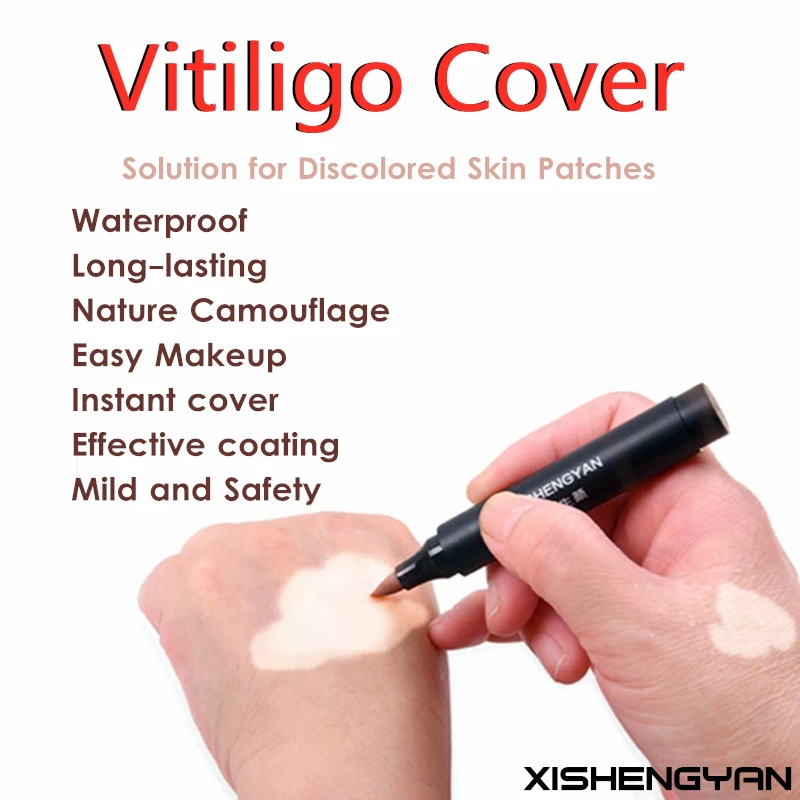 Corrector de vitíligo resistente al agua, seguridad Natural, cara, cuerpo, piel, vitíligo, lápiz para cubrir maquillaje