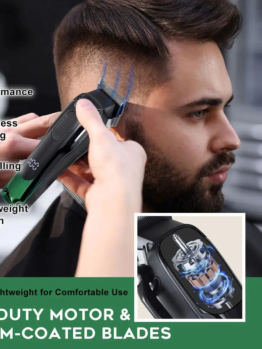Hatteker Professioneller Haarschneider Elektrischer USB-Aufladbarer Barber-Trimmer Kabelloser Trimmer Typ-C Zero-Gap-Schnitt 2-teiliges Set