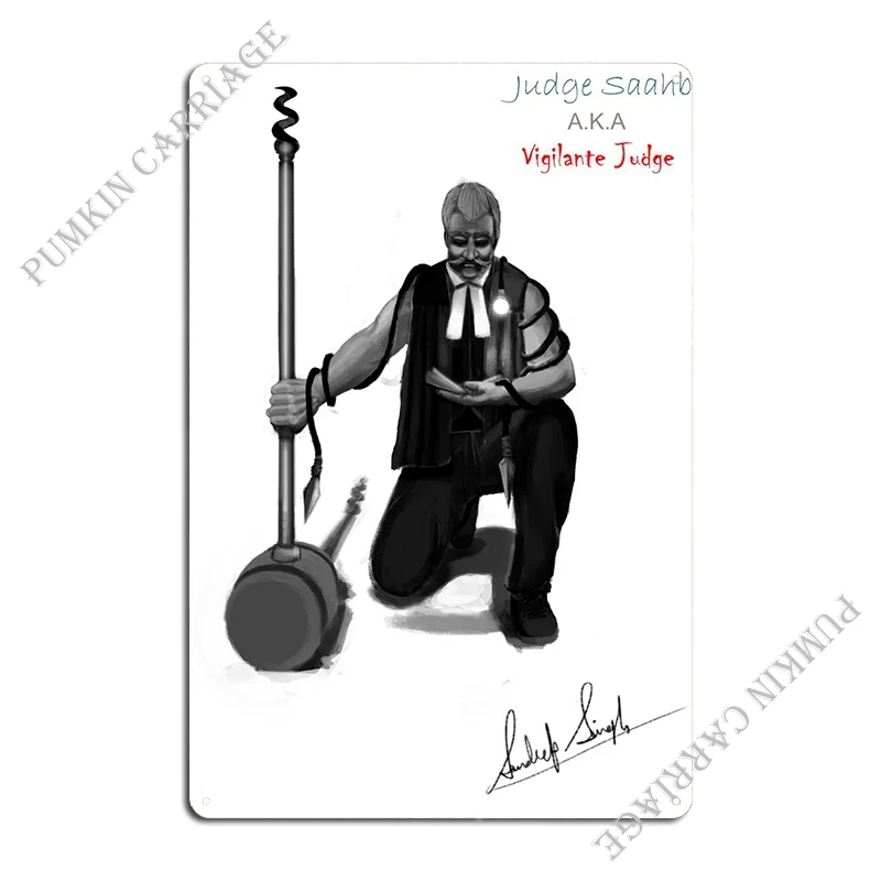 Vigilante Judge Metal Sign PaintingKitchen Designing Club Tin Sign Poster