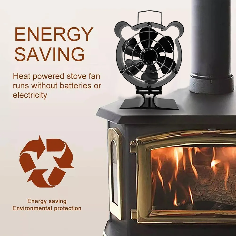 6 Blades Mini Fireplace Fan Heat Powered Stove Fan Wood Log Burner Eco Quiet Energy Saving Heater Home Efficient Heat Distribute