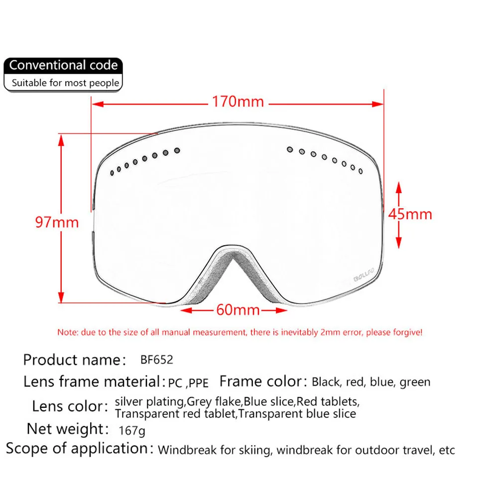 Ski Goggles Anti-Fog UV400 Magnetic Double Layer Polarized Lens Ski Glasses Men Women Snowboard Skiing Anti-Slip Goggles