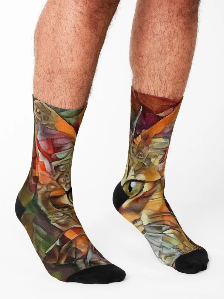 Zitoo, cat, gato, chat, kitty, lea roche paintings Socks designer brand compression golf sports and leisure Women Socks Men's