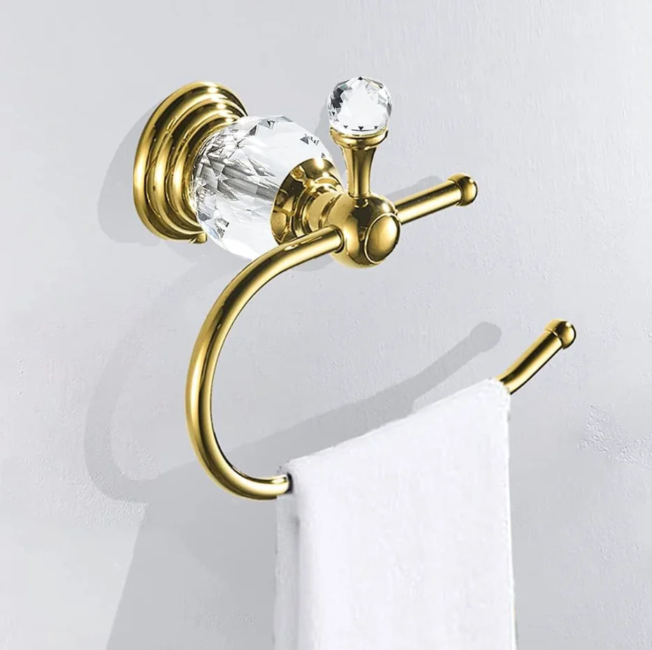 Golden crystal diamond ball luxury tissue holder tissue rod tissue stand bathroom wall-mounted roll paper dispenser roll paper