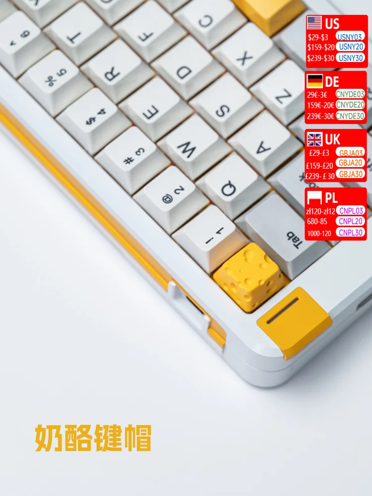 Mechanical keyboard, handmade resin, customizable colors, cute food, fun  personalized cheese keycaps