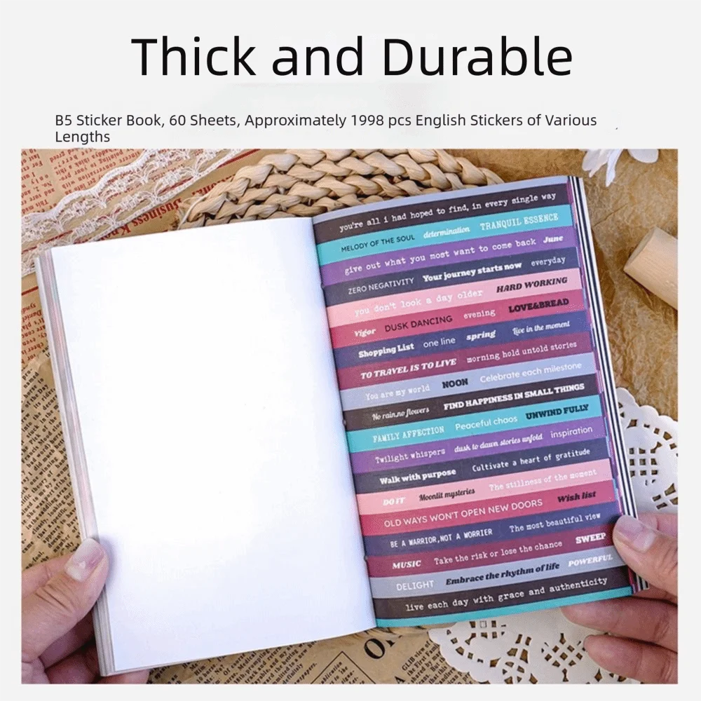 60Sheets Writing Paper Small Talk Stickers English Style DIY Crafts Vintage Journal Stickers Retro Text Positive Quotes