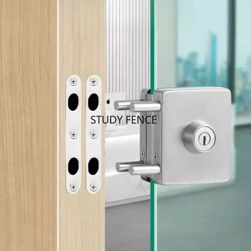 

Stainless Steel Glass Door Lock Frameless Glass Lock, Single Door Opening Lock Office Square Door Lock Household Hardware