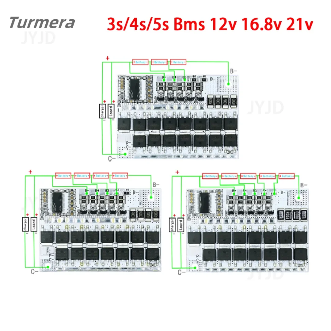 Turmera 5S 4S 3S BMS 100A 21V 18V 16,8V 12V 18650 Li-Ion LMO Ternäre Lithium-Batterie Schutz Platine Balance Laden