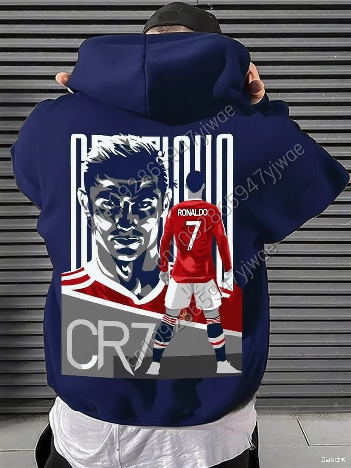 CR7 رونالدو ملابس رياضية هوديي ثلاثية الأبعاد مطبوعة فضفاضة موضة ملابس الشارع الخريف/الشتاء جديد الرجال جيب البلوز