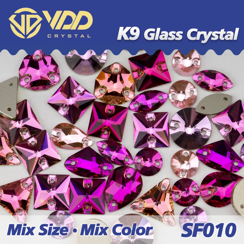 VDD 20/50Pcs Mix K9 Glass Sew On Rhinestone Crystal AAAAA Sewing Flatback Stones For DIY Garment Decoration Fabric Wedding Dress