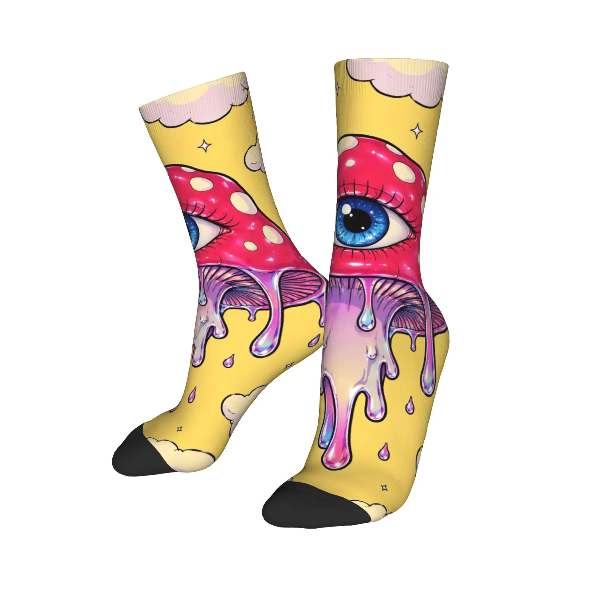 Cartoon Graffiti Pink Dripping Mushroom Stockings Autumn Anti Sweat Unisex Men Socks Warm Soft Custom Climbing Socks