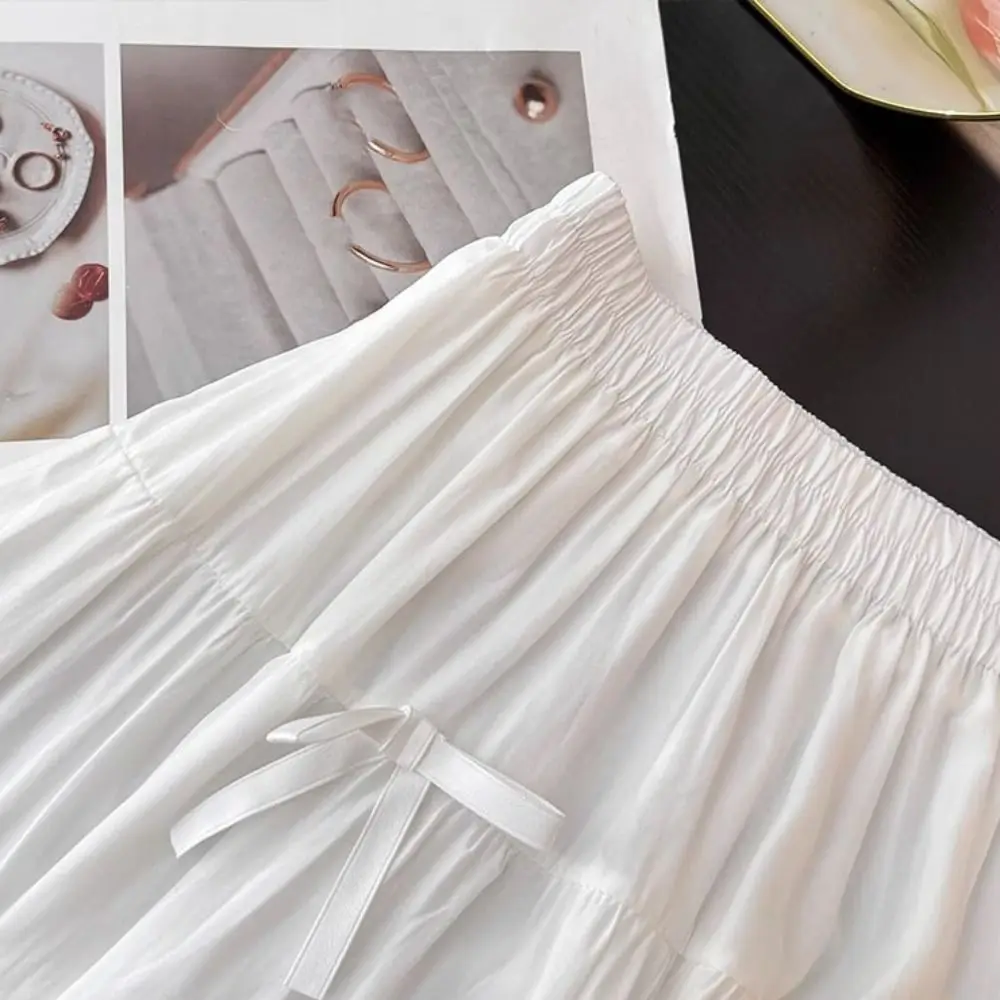 

Модная многоярусная юбка-миди с бантом, плиссированная однотонная длинная юбка трапециевидной формы с высокой талией, длинное платье с семью точками и бантом