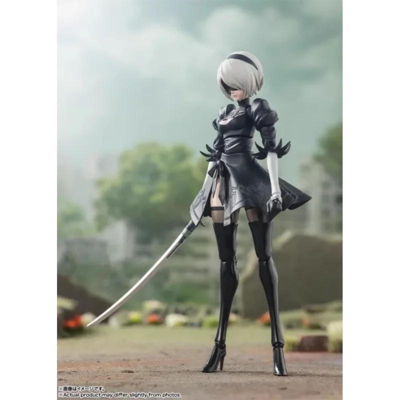 Bandai in Stock Original S.H.Figuarts NieR:Automata Ver1.1a Anime Figure 2B Action Figures Toys for Boys Girls Kids Gifts Model