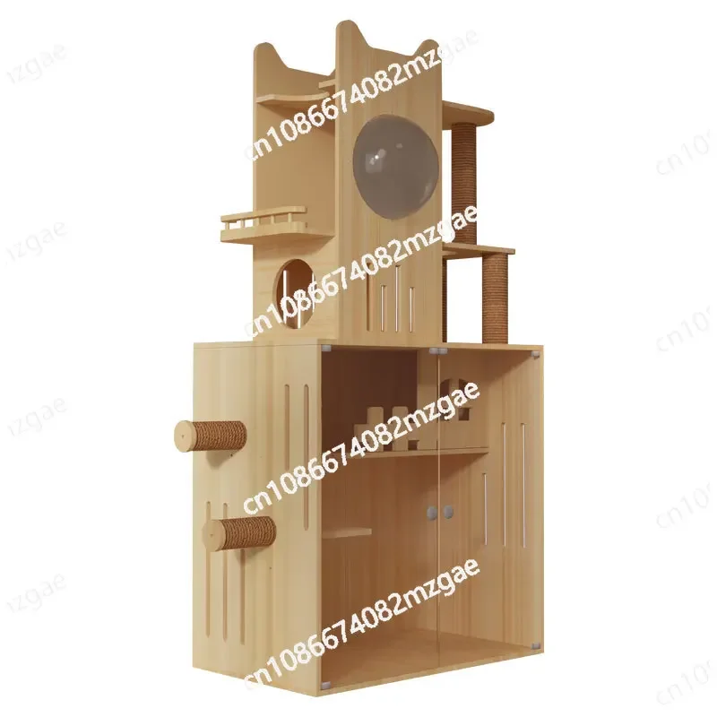 Solid Wood Cat Cabinet Household Multi-layer Cat Toys Play Living Wooden Cat Cage Pet Toys