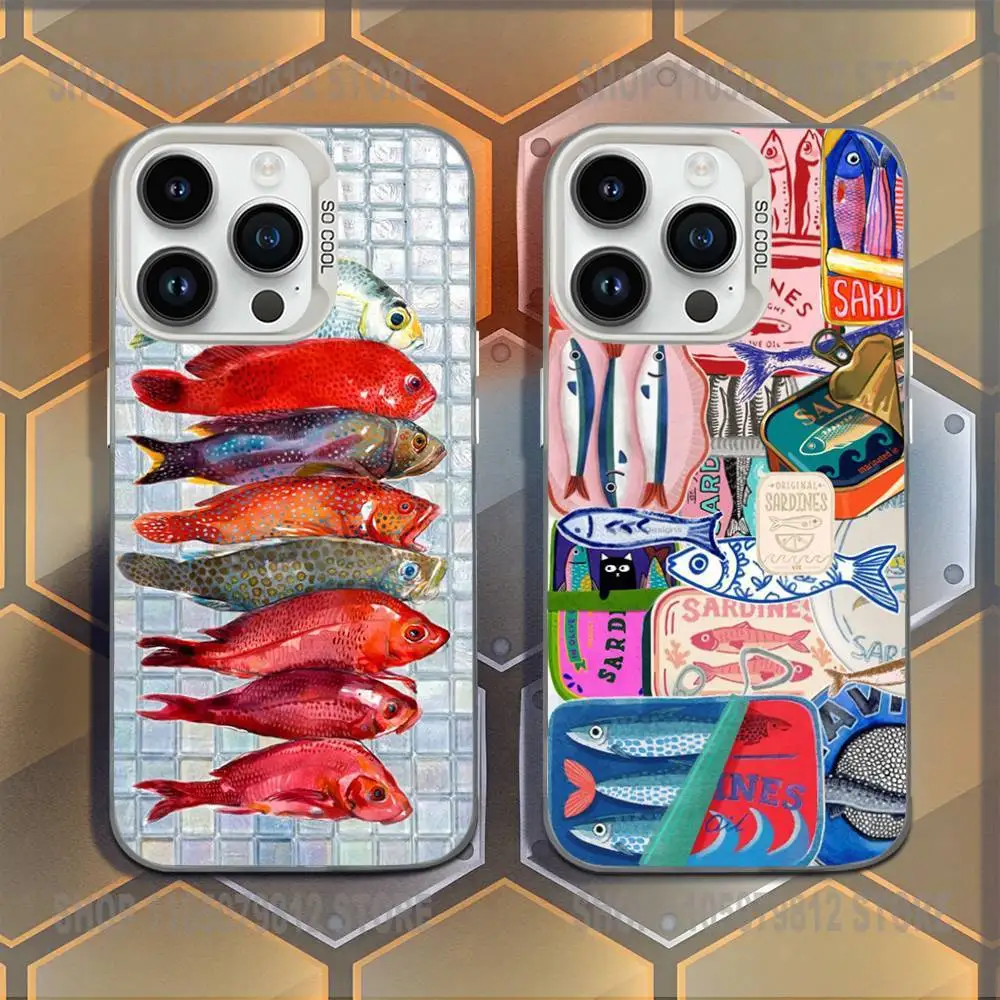 

S-Sardines Phone Case For iPhone 16,15,14,13,12,11,Mini,Pro,E,MAX White Candy Matte Shockproof Cover