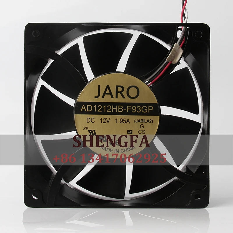 JARO-Case Ventilador, Quadro de alumínio, rolamento de esferas duplo, Industrial, AD1212HB-F93GP, DC12V, 1.95A, 120x120x38mm, 12cm, 12038