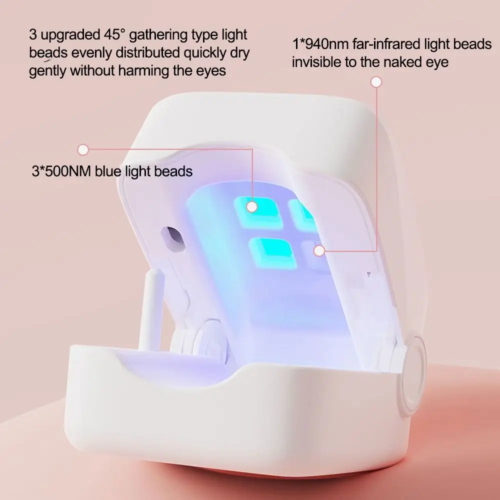 Rechargeable Phototherapy Curing Lamp Quick Dry with Timer Mini UV LED Nail Lamp Auto Off LED Display Timing Nail Dryer Light