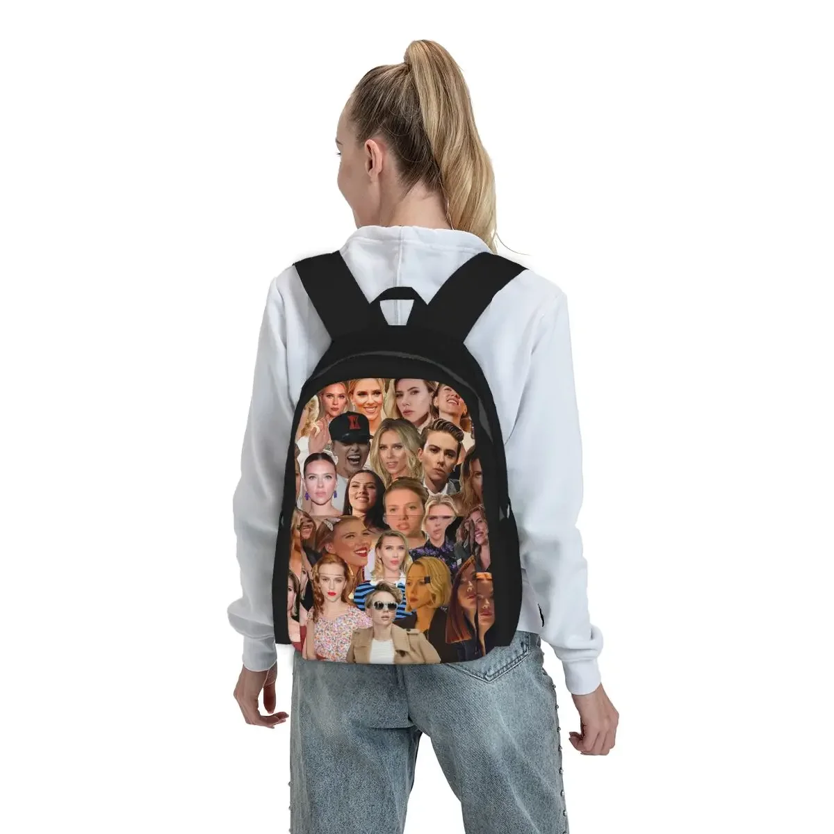 Scarlett Johansson Photo Collage Backpack Boys Girls BookBag Kids School Bag Computer Shoulder Bags for Men Women