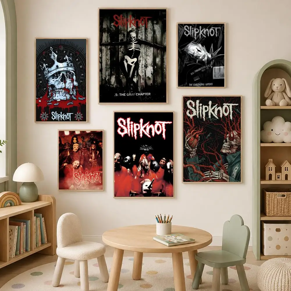Band S-Slipknot Poster Self-Stick HD PVC Wall Art Poster, Waterproof Decor for Bedroom, Living Room and Home