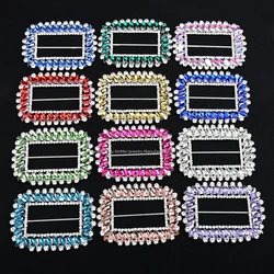 Big Alloy Metal Crystal Belt Button Rectangle Rhinestone Buckle for Wedding Chair Sash Dress Shoes Diy Decoration Accessories