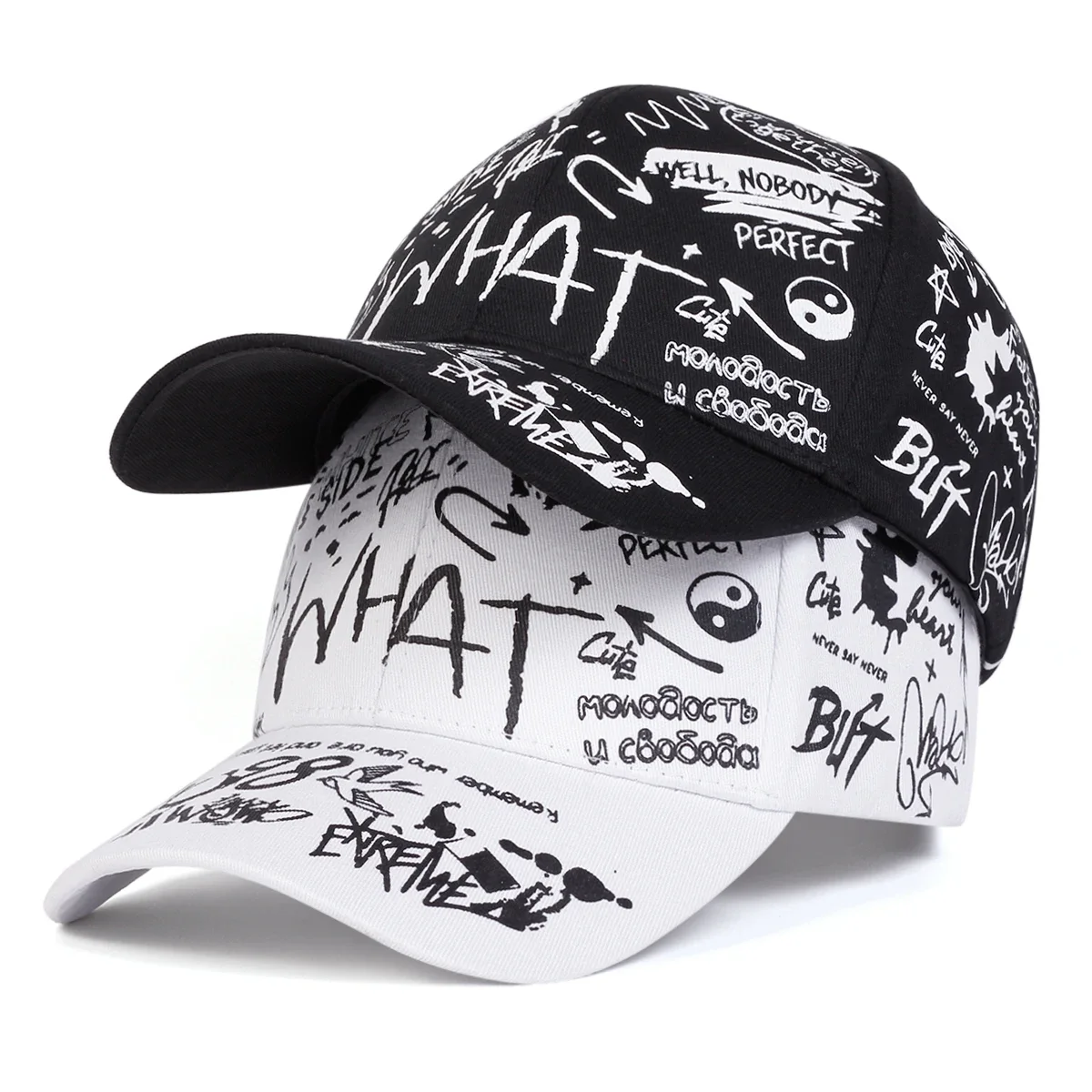 Unisex What Gossip Graffiti Print Baseball Caps Spring Autumn Outdoor Adjustable Casual Hats Sunscreen Hat