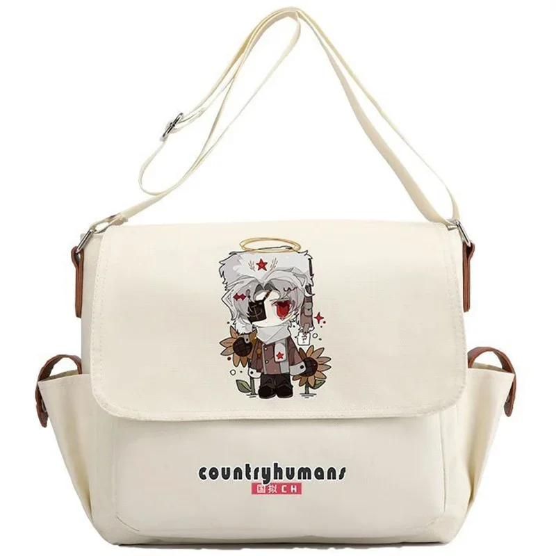 Cute Kawaii,Black Beige, CountryHumans, Country Humans, Kids Teens,Anime Messenger Crossbody Shoulder Bags For School Girls Boys