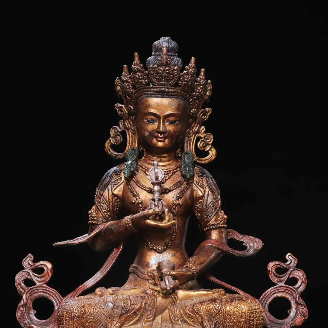 Nepalese Brass Lou Tuo Gold Painted Face Vajrasattva Tara Guanyin Buddha Ornament Household Sacrifice Hall 41cm