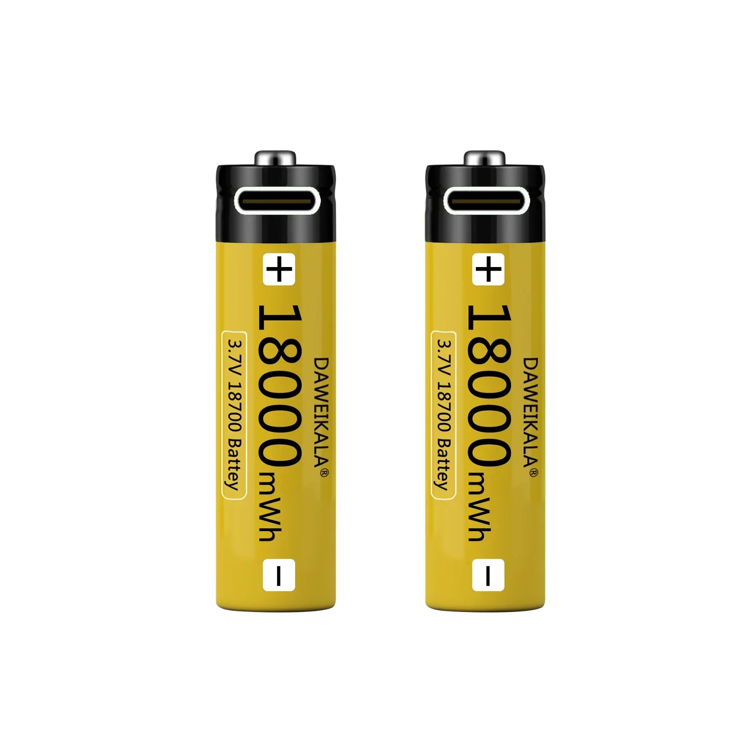 18650 Battery USB Type-C 18700 3.7V 18000mWh USB Rechargeable Li-ion Battery for Flashlight Electric Mobile phone Toy Battery