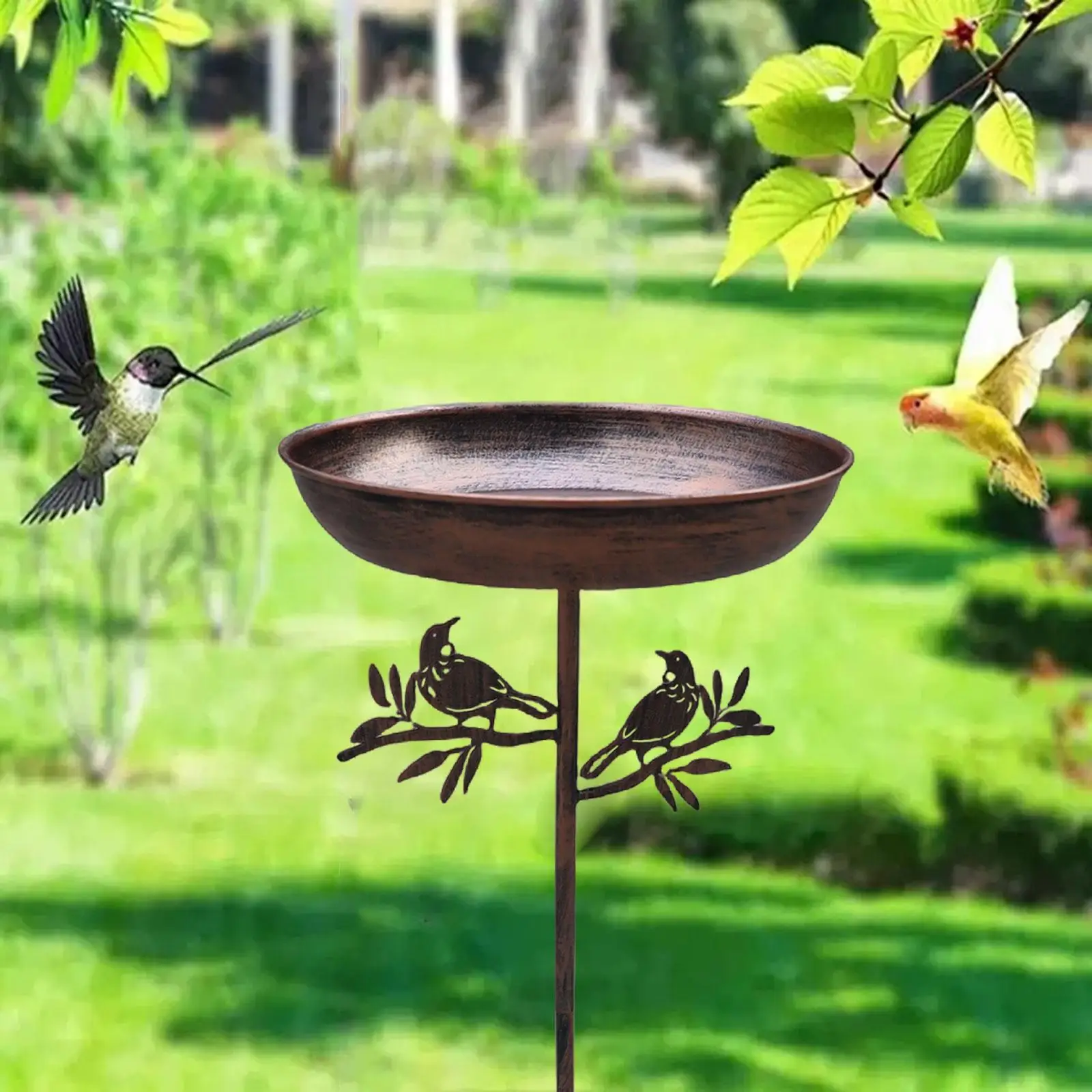 

Bird Feeder Tray with Stake Freestanding Bird Bath Bowl Fence Gift Courtyard Backyard for Outdoor Yard Patio Balcony Railing