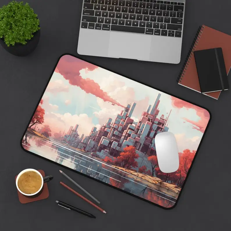 

City Pattern Mouse Pad, Office Decorative Pad, Non-Slip Waterproof Gaming Desk Mat, Perfect Gift for Construction Lovers