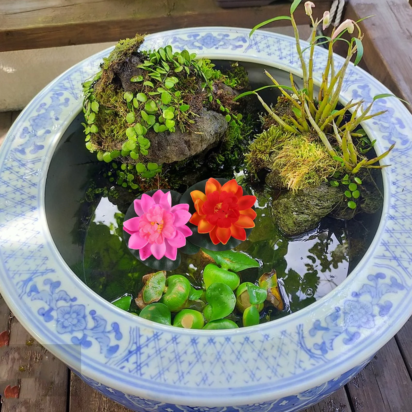 

4pcs Artificial Floating Lotus Flowers Eva Realistic Pool Garden Pond Wedding Party Decor Fake Water Lilies For Indoor Outdoor