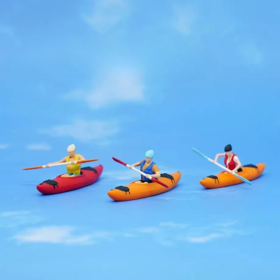 1:64 Scale Figure Canoe Surfing Beach Diorama Miniature Model with Sand Table Scene Miniature People