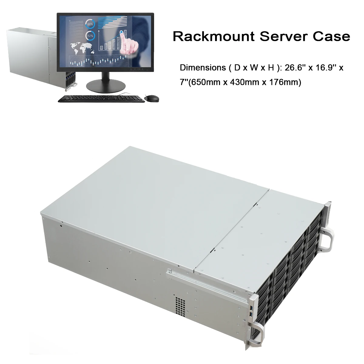 هيكل خادم القرص 4u 24 مع توسيع لوحة الكترونية معززة ومراوح تبريد محمل كروي وقابلة للتبديل السريع وتخصيص رف التوصيل الساخن