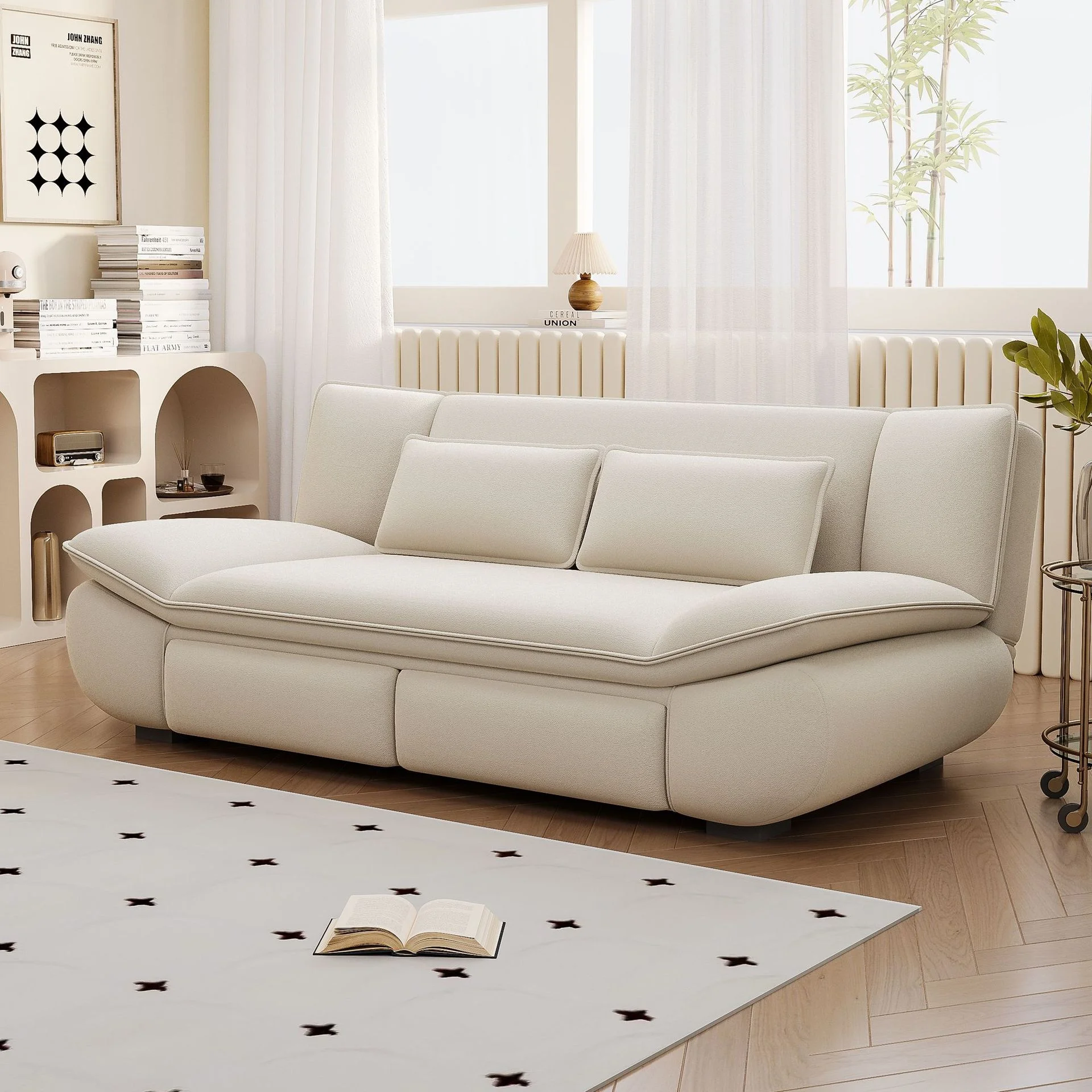 #Sailboat Sofa Bed Made Milk Velvet Multifunctional Foldable Storage Dual-Purpose Suitable Small Living Rooms Popular Modern