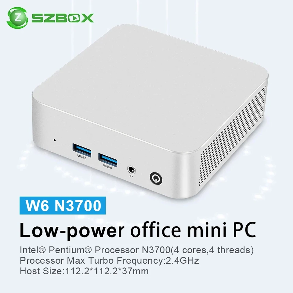 SZBOX W6 Mini PC Intel N3700 Windows 10 SO-DIMM RAM 8GB 128GB SSD