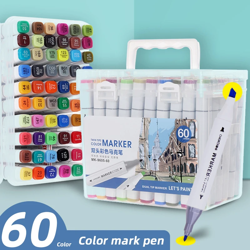 

12/24/36/48/60 Color Set Wasable Double Head High Quality Not Wipe Mark Pen Art Painting Professional Tools