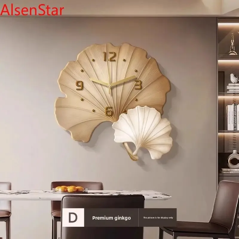 Ginkgo Biloba Clock Restaurant Decorative Painting Living Room Watch Creative TV Sofa Background Wall Hanging Clock Decoration