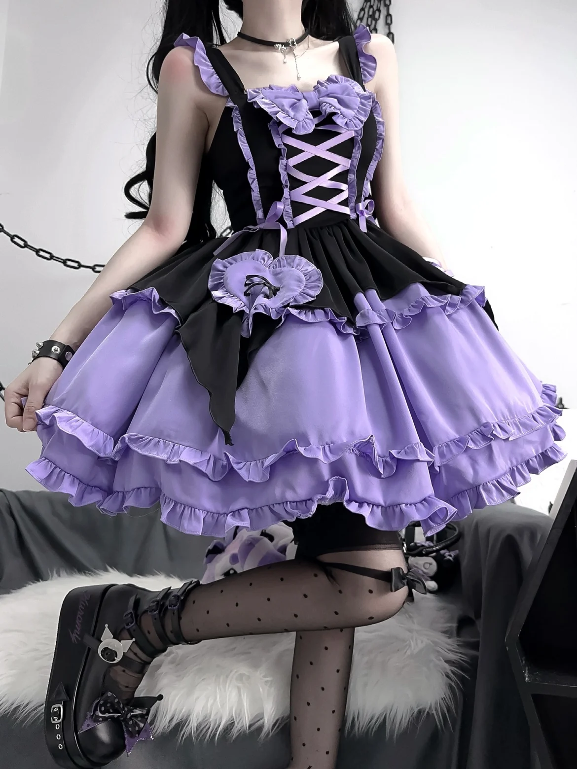 Japanese Purple Kawaii Girl Sleeveless Short Princess Dress for Women Lolita Slim Fit Mini Suspender Dresses Vestidos Summer New