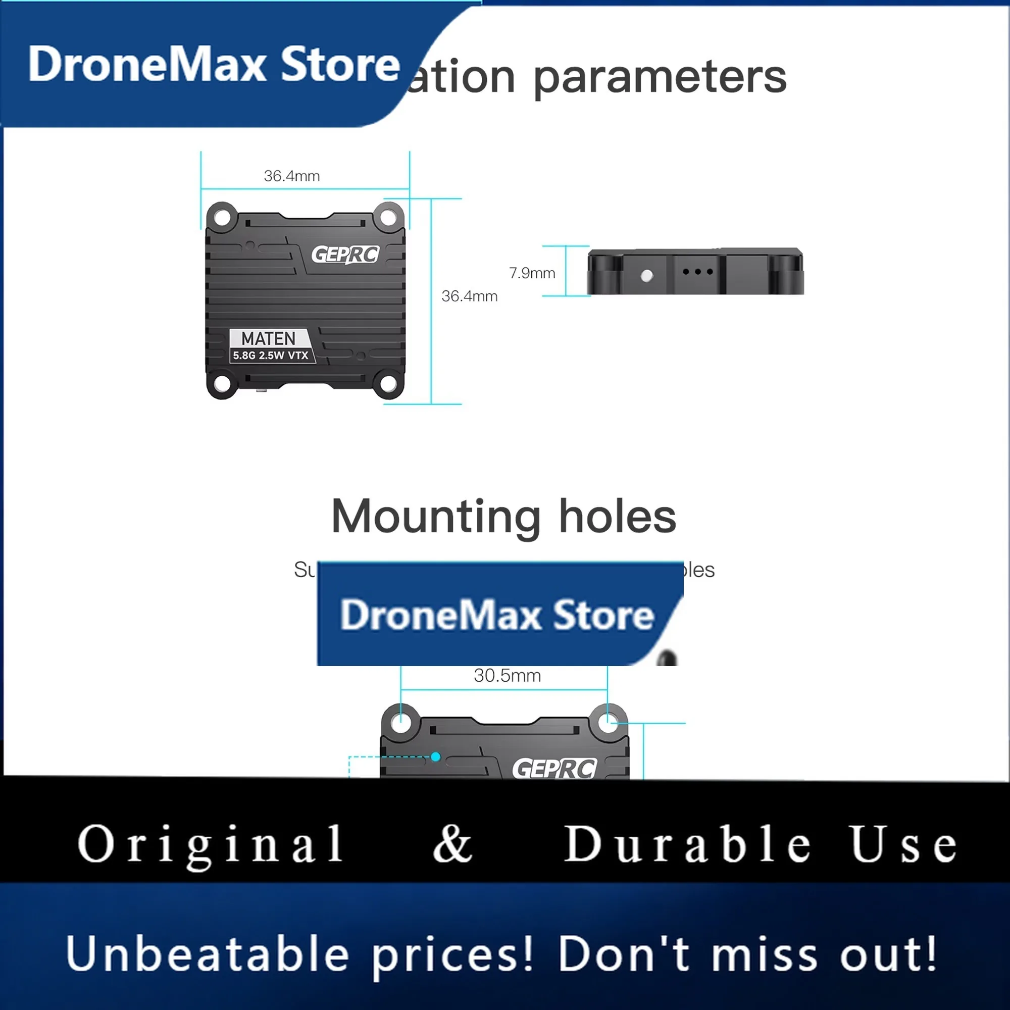 DroMaGEPRC MATEN 5.8G 2.5W 1.6W VTX 2500mW Transmitter Transmitting Module 7V-36V Built In Microphone For FPV Long Range Racing