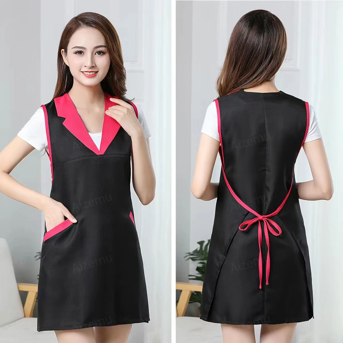 Beautician Apron Custom Print Logo Anti FoulingWear Resistant Hanging Neck Advertising Kitchen Hot Pot Cake Shop Embroidery Name