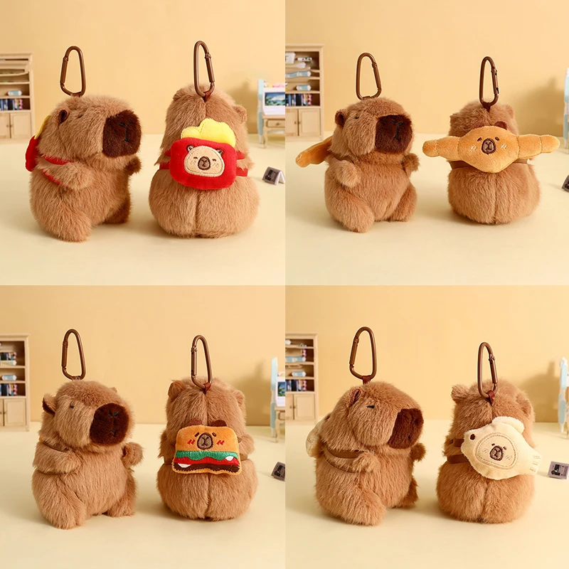 Cartoon Capybara Plush Toy Keychain Cute Stuffed Animals Key Ring Pendant Kawaii Fashion Backpack Decoration Accessories Gifts