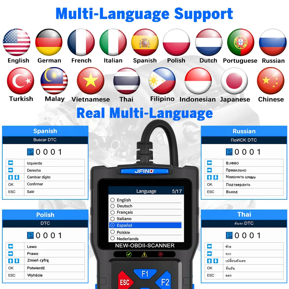 Newest Car OBD2 Scanner Diagnostic Tool Code Reader JFIND JF700 Pro Check Engine Code Reader Real-Time Data OBD2 Scanner Tools